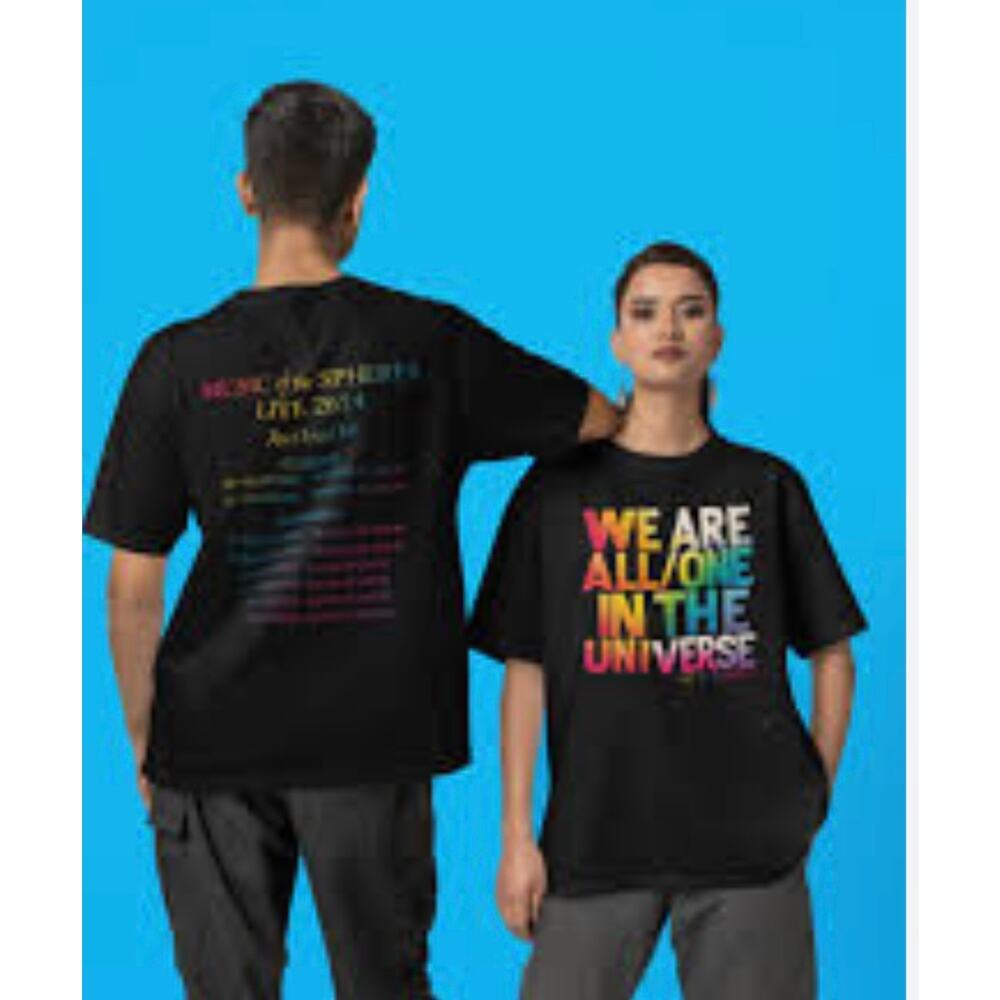 Vintage-Washed Unisex Coldplay Music Of The Spheres World Tour T-Shirt Size M